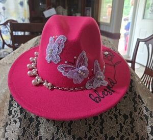 Pink Embellished Women's Hat